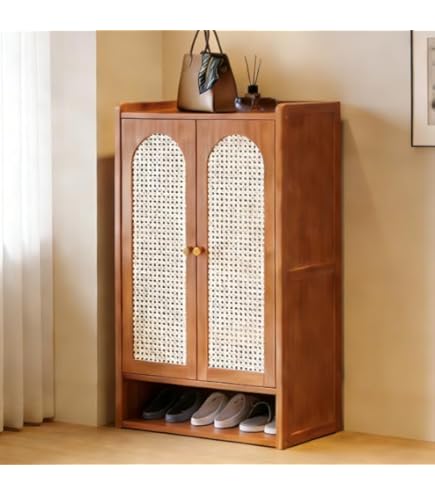 Amazon｜シューズラック 玄関収納 ドア付き 天然竹製 メッシュドア